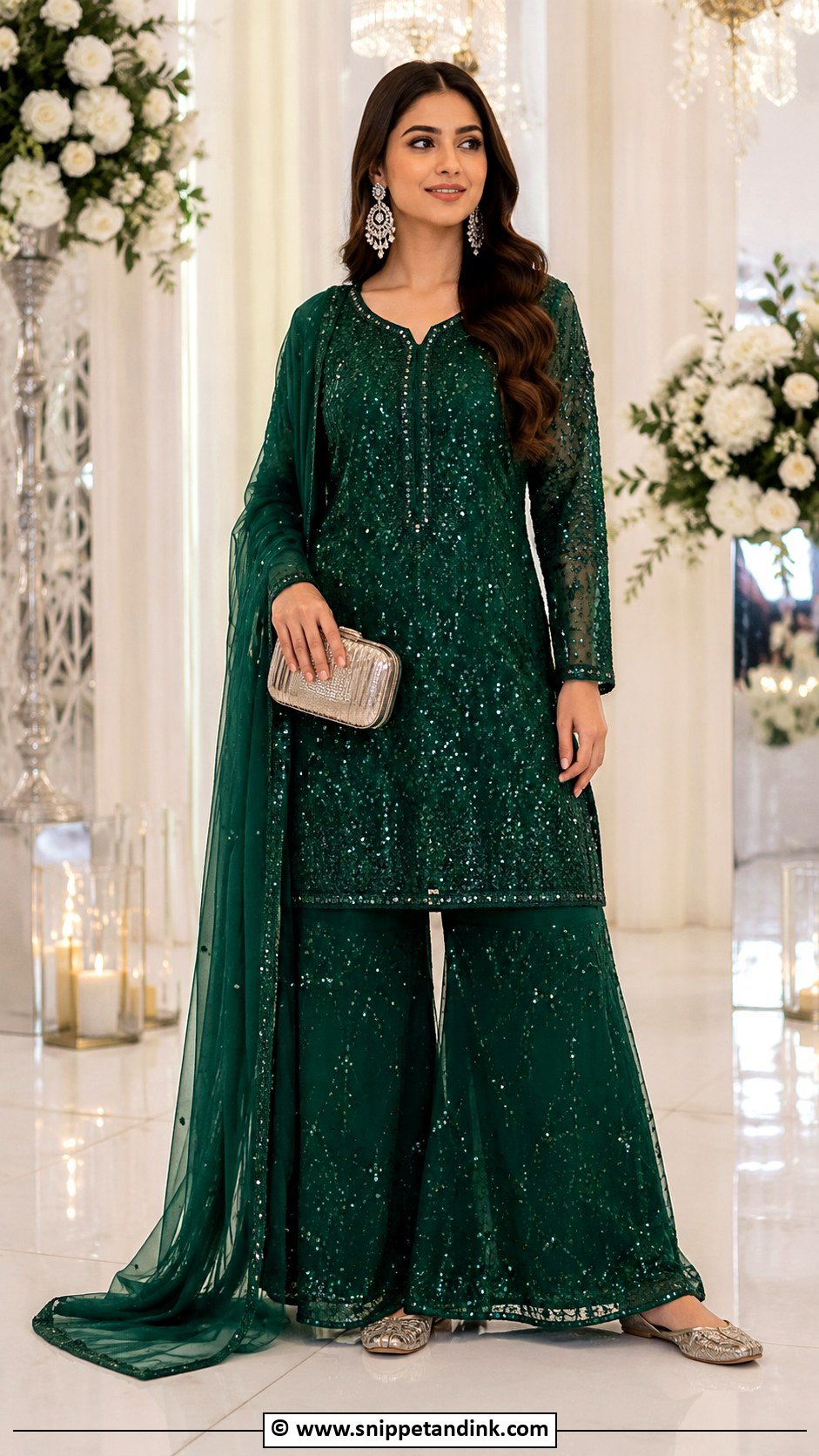 Sequin Mehandi Palazzo Set - Snippet and Ink - 30 Mehandi Dress Ideas
