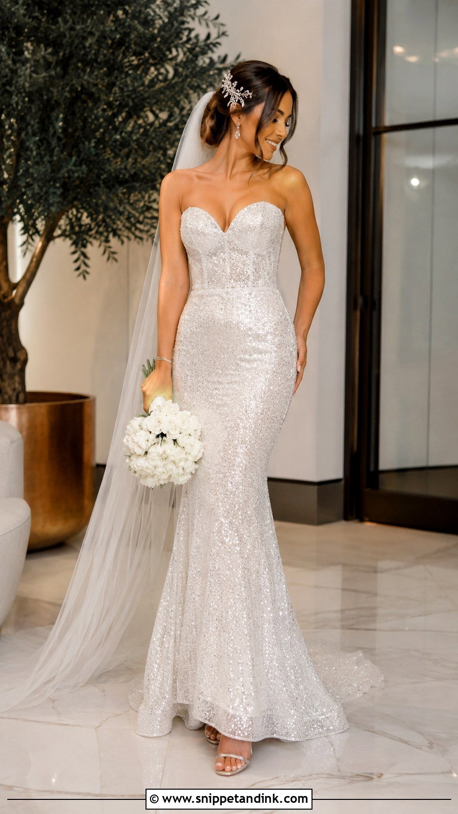 Sequin Mermaid Wedding Dress - Snippet and Ink - 25 Bling Wedding Dress Ideas