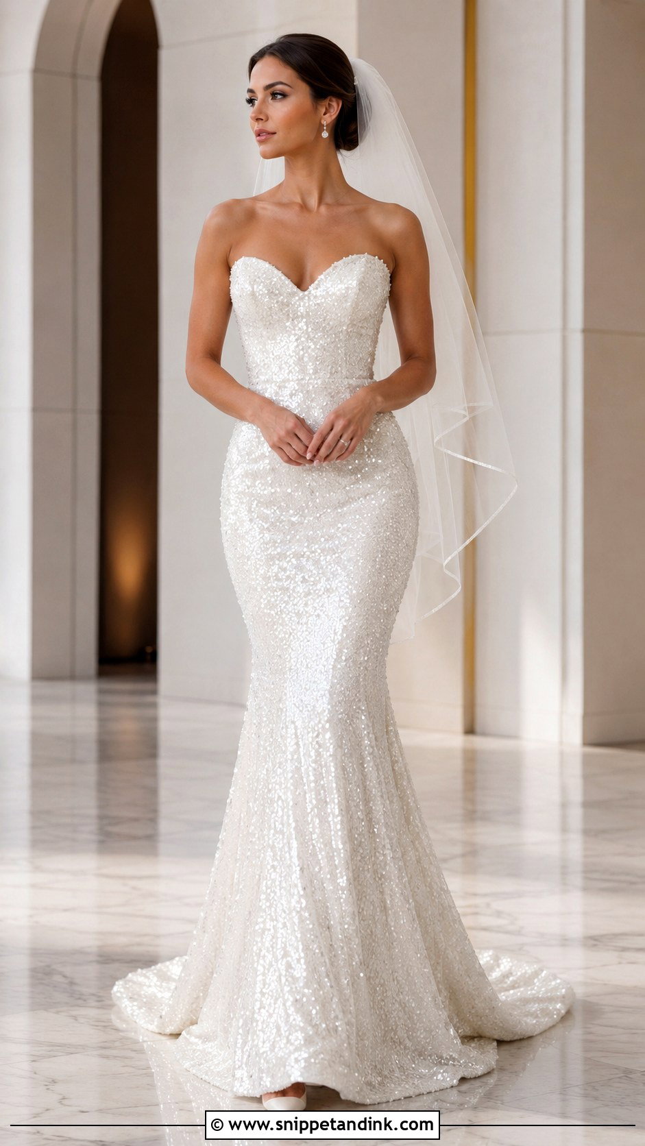 Sequin Mermaid Wedding Dress - Snippet and Ink - 20 Bling Sparkle Wedding Dresses