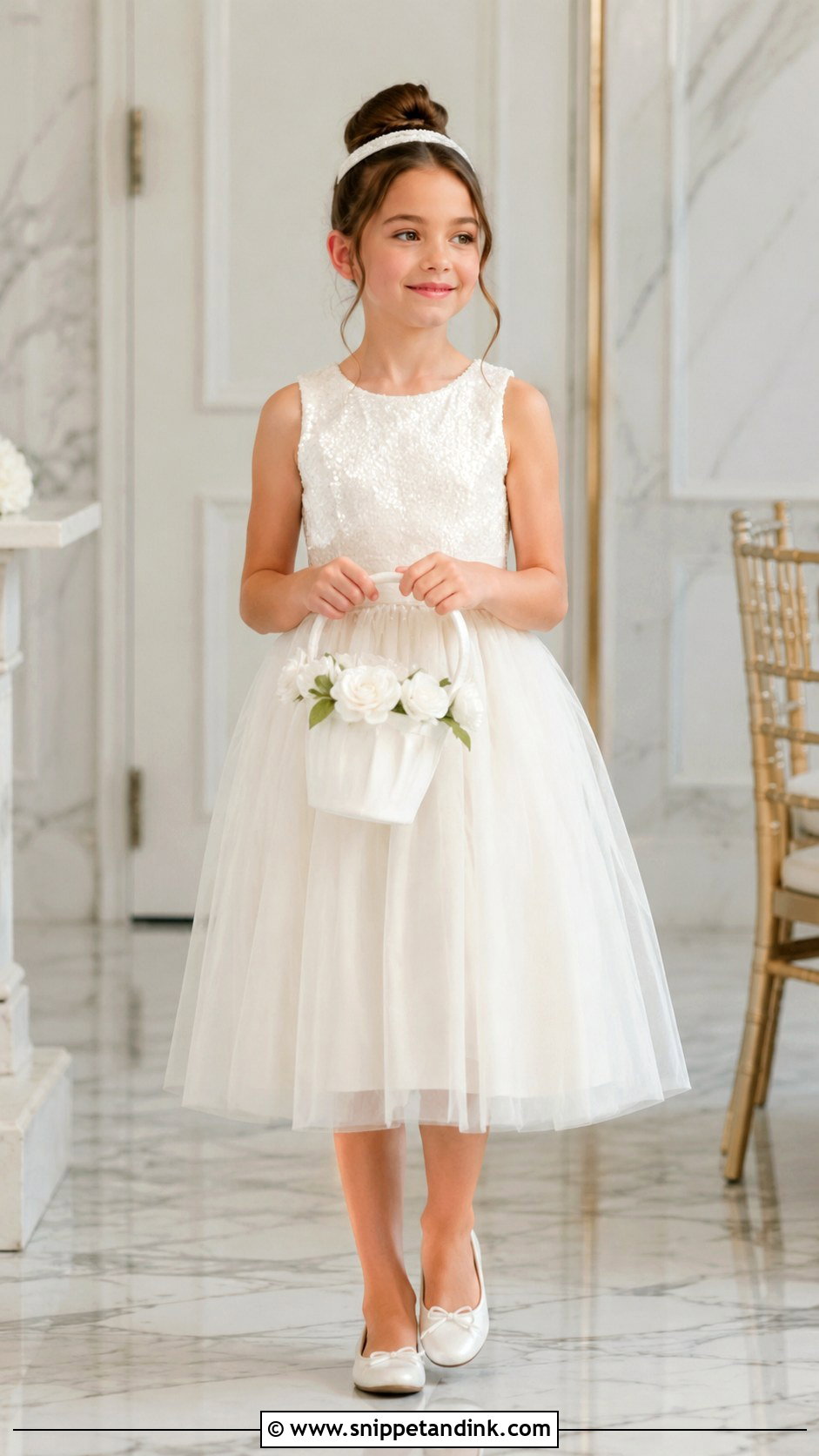 Sequin Mini Bride Dress With Simple Accessories - Snippet and Ink - 20 Mini Bride Dress Kids Ideas