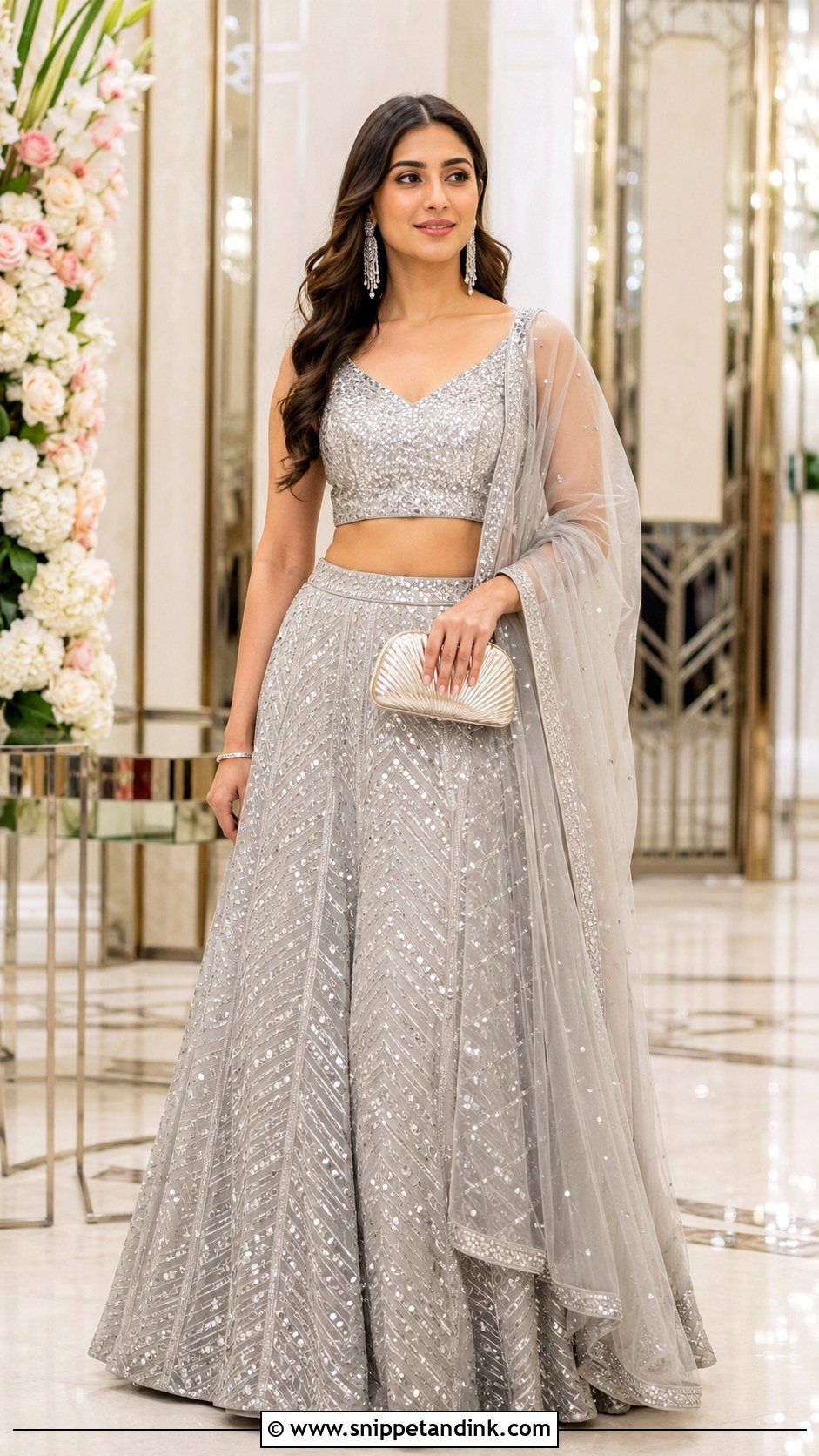 Sequin Reception Lehenga Outfit - Snippet and Ink - 20 Lengha Ideas