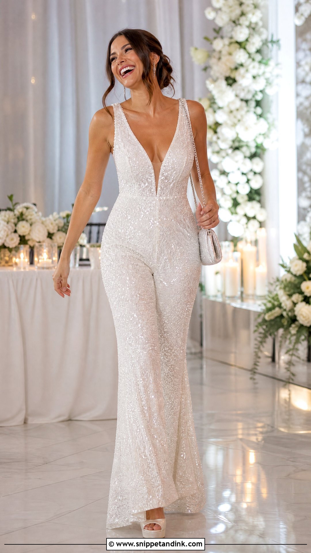 Sequin Reception Wedding Jumpsuit - Snippet and Ink - 20 Pants Wedding Dress Ideas