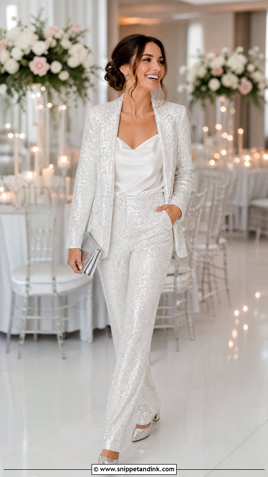 Sequin Reception Wedding Suit - Snippet and Ink - 20 Womens Wedding Suit Ideas
