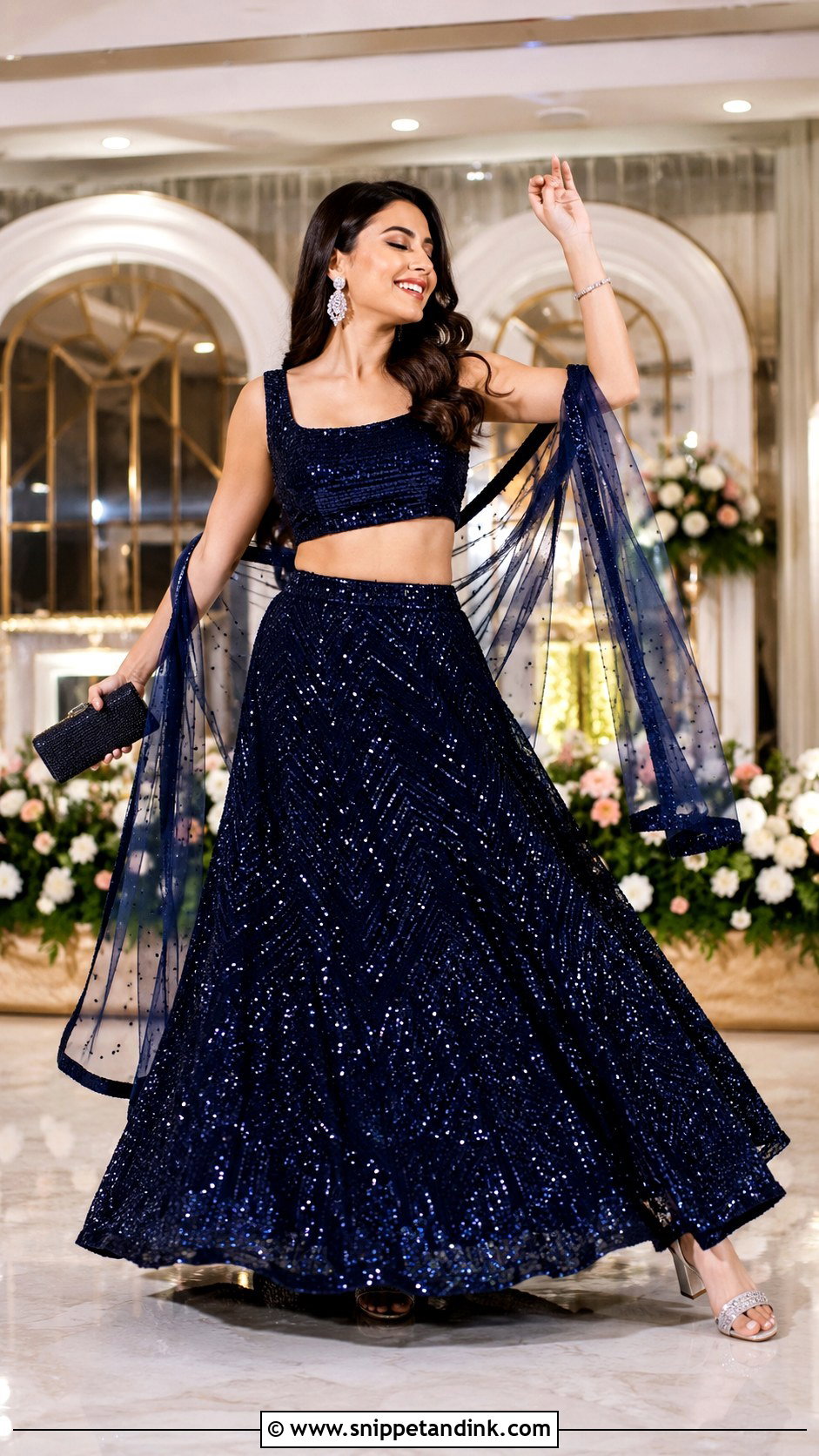 Sequin Sangeet Bride Sister Lehenga - Snippet and Ink - 20 Lengha for Bride Sister Ideas