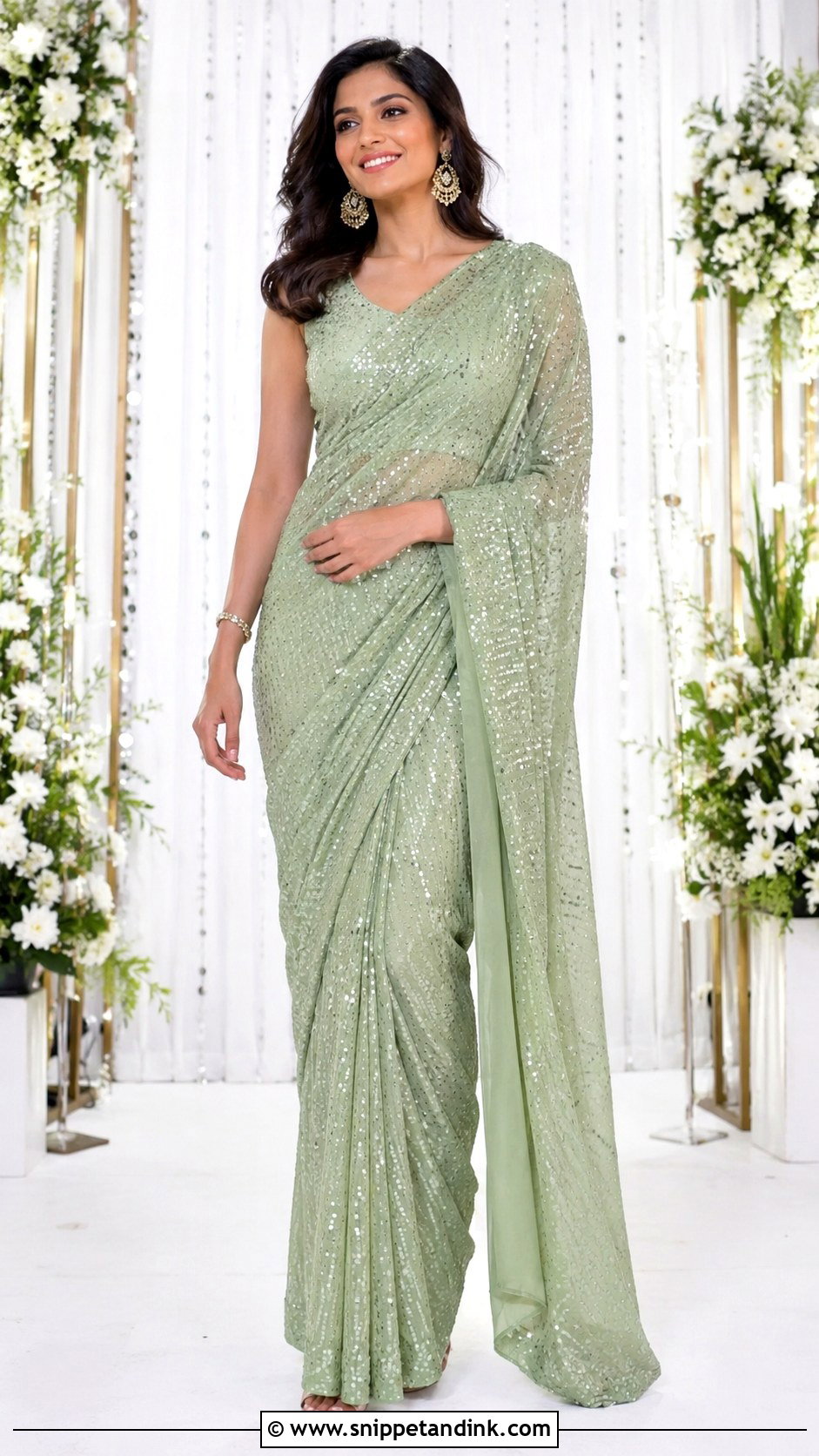 Sequin Saree Mehendi Outfit - Snippet and Ink - 35 Mehendi Outfits