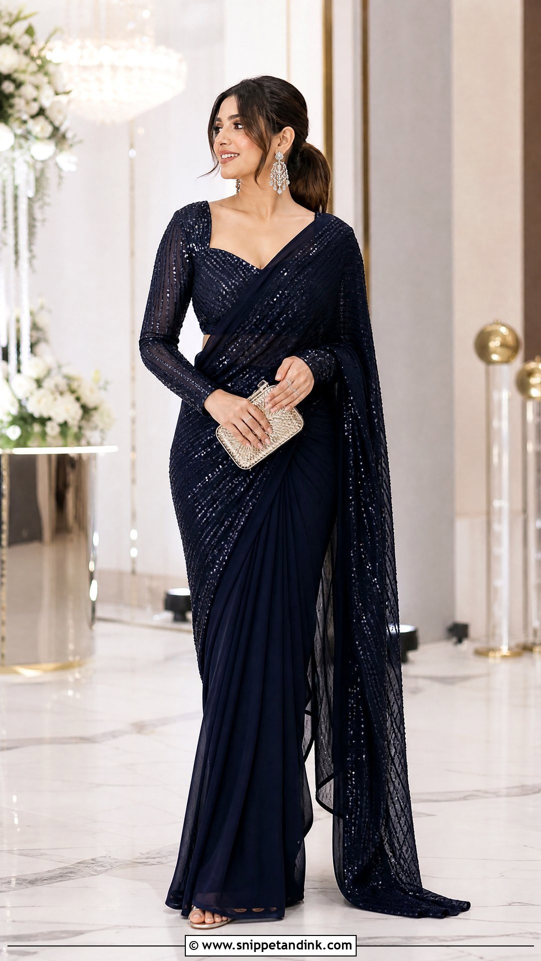 Sequin Saree for Marriage Reception - Snippet and Ink - 20 Marriage Wear Dresses for Women