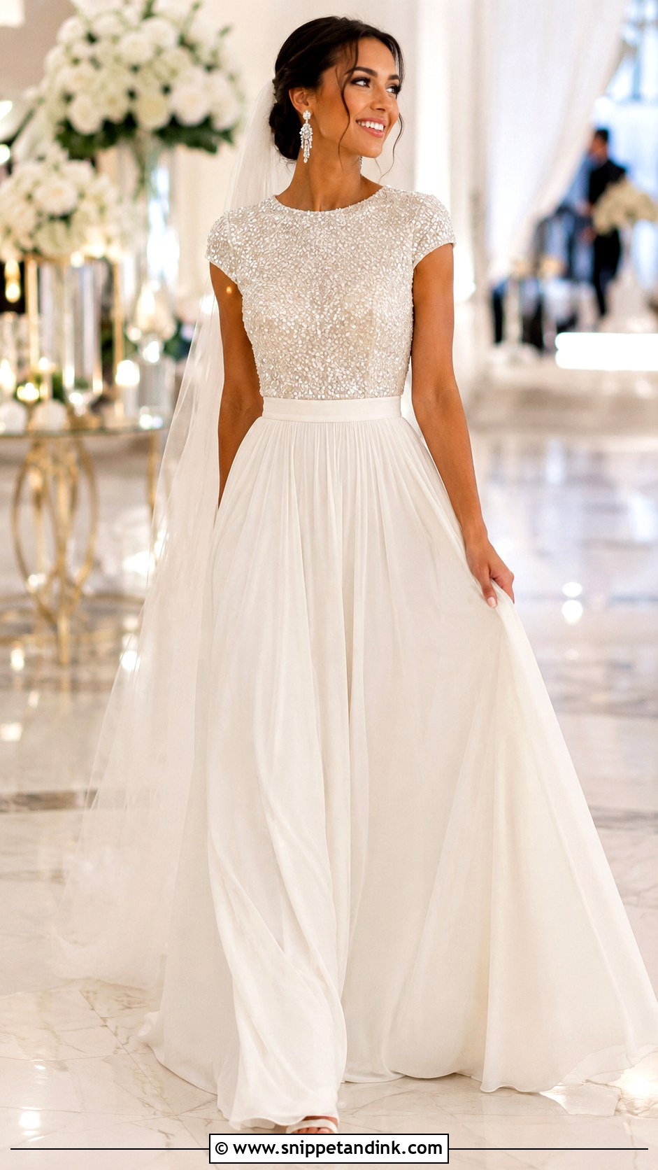 Sequin Top And Soft Skirt Wedding Dress - Snippet and Ink - 25 Top and Skirt Wedding Dress Ideas