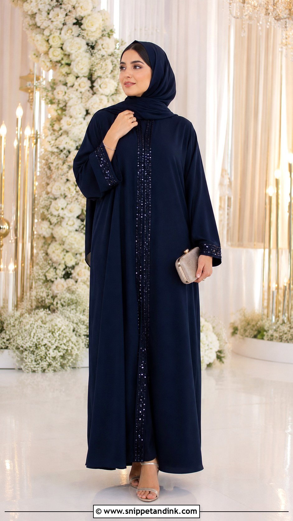 Sequin Trim Abaya - Snippet and Ink - 30 Wedding Abaya Ideas