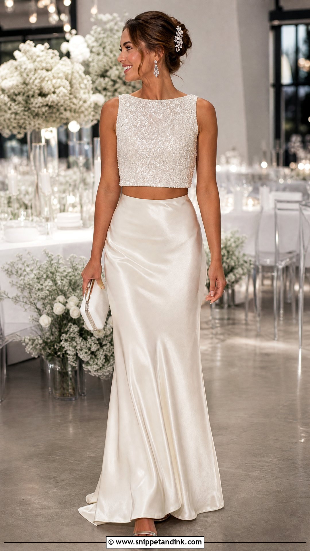 Sequin Two Piece Wedding Dress - Snippet and Ink - 20 Two Part Wedding Dress Ideas