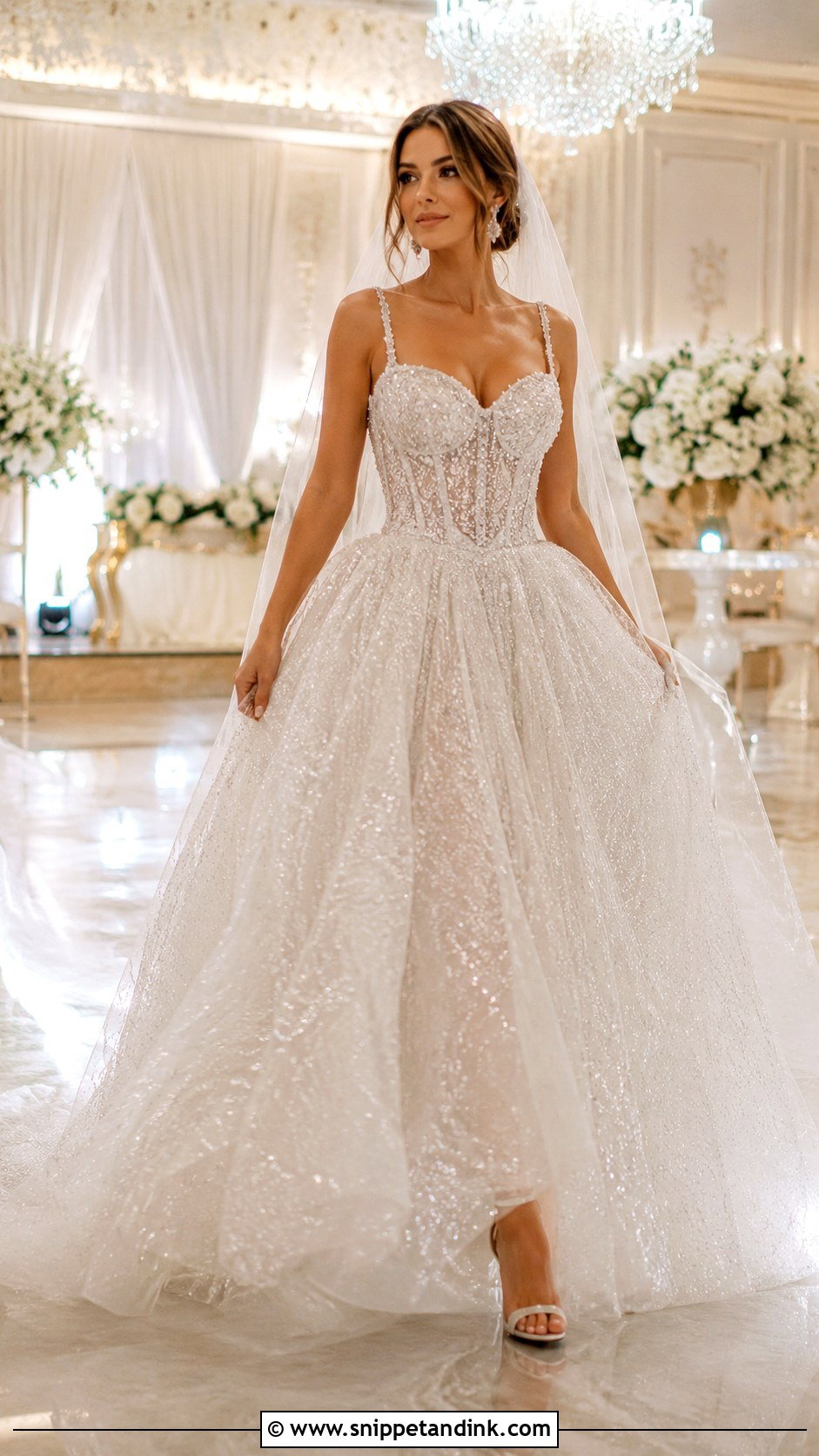 Sequin Wedding Dress Ballgown With Soft Tulle - Snippet and Ink - 25 Extravagant Wedding Dress Ballgown Ideas