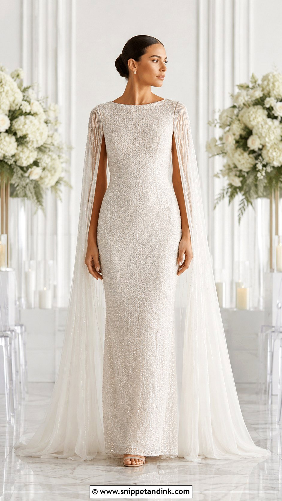 Sequin Wedding Dress With Cape - Snippet and Ink - 25 Sequin Wedding Dress Ideas