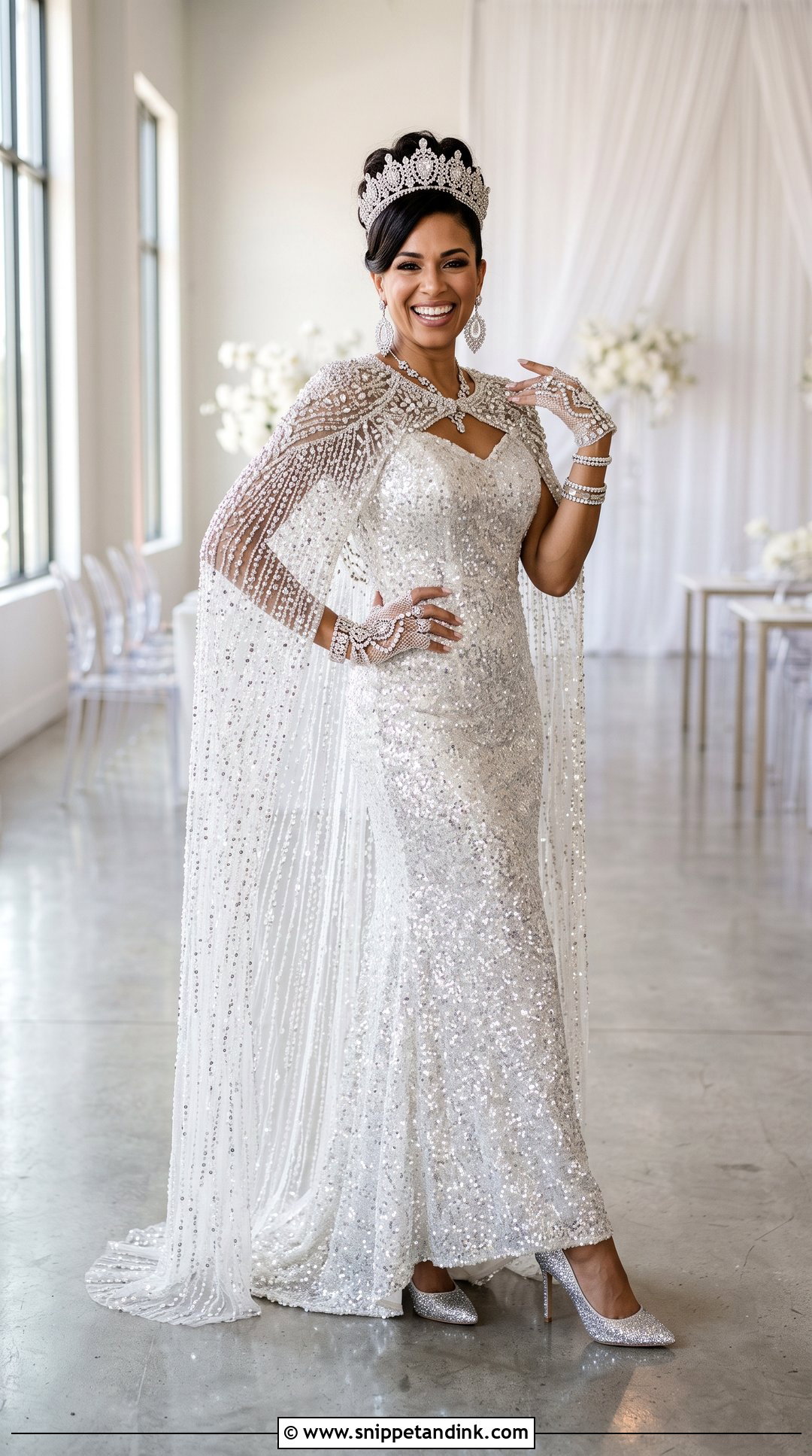 Sequin Wedding Dress With Too Many Sparkly Accessories - Snippet and Ink - 20 Horrible Wedding Dress Ideas