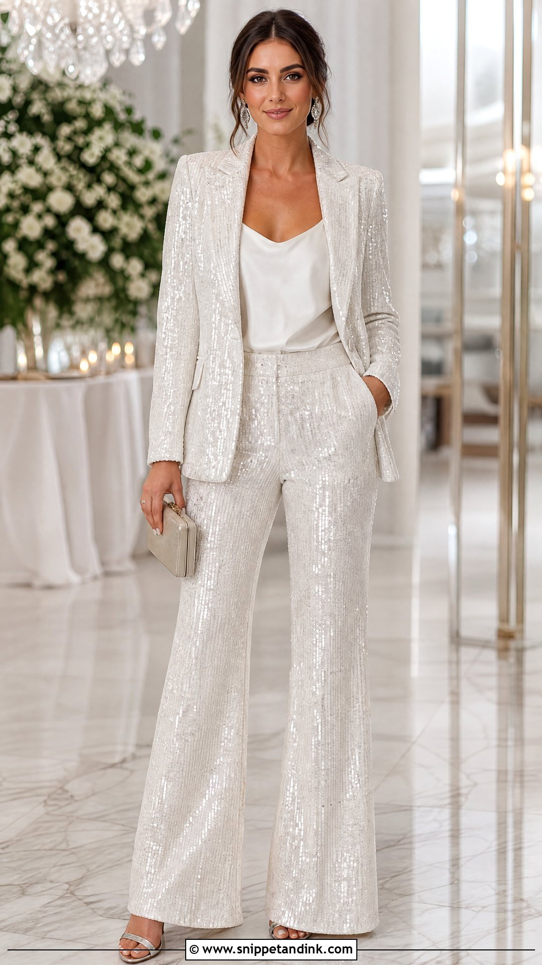Sequin Wedding Trouser Suit - Snippet and Ink - 20 Wedding Trousers Brides Ideas