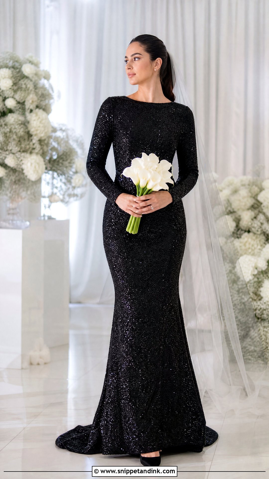 Sequined Black Wedding Dress - Snippet and Ink - 20 Tight Fitting Black Wedding Dress Ideas