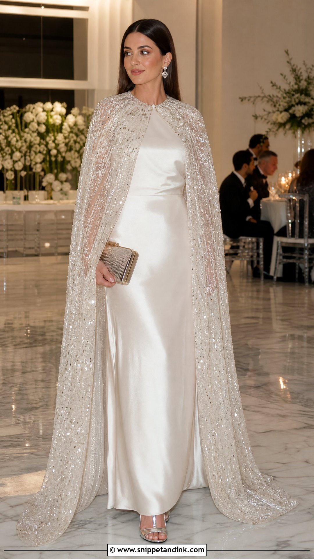 Sequined Bridal Cape Wedding Dress Cover - Snippet and Ink - 20 Wedding Dress Cover Ideas