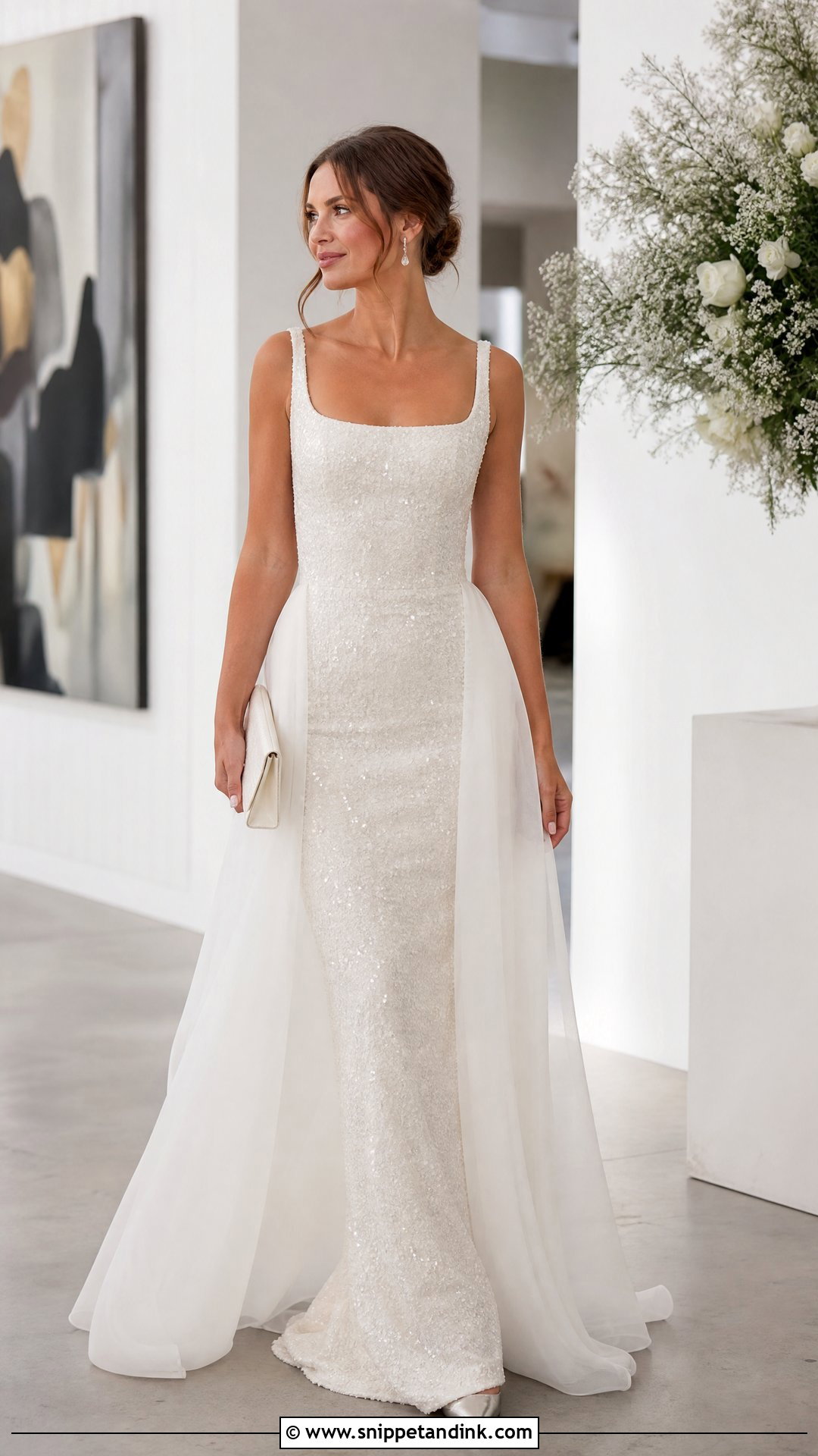 Sequined Column Wedding Dress - Snippet and Ink - 20 Glamorous Wedding Dress Ideas