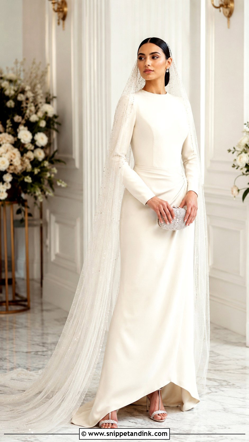 Sequined Nikah Veil With Matte Bridal Outfit - Snippet and Ink - 25 Nikah Veil Ideas