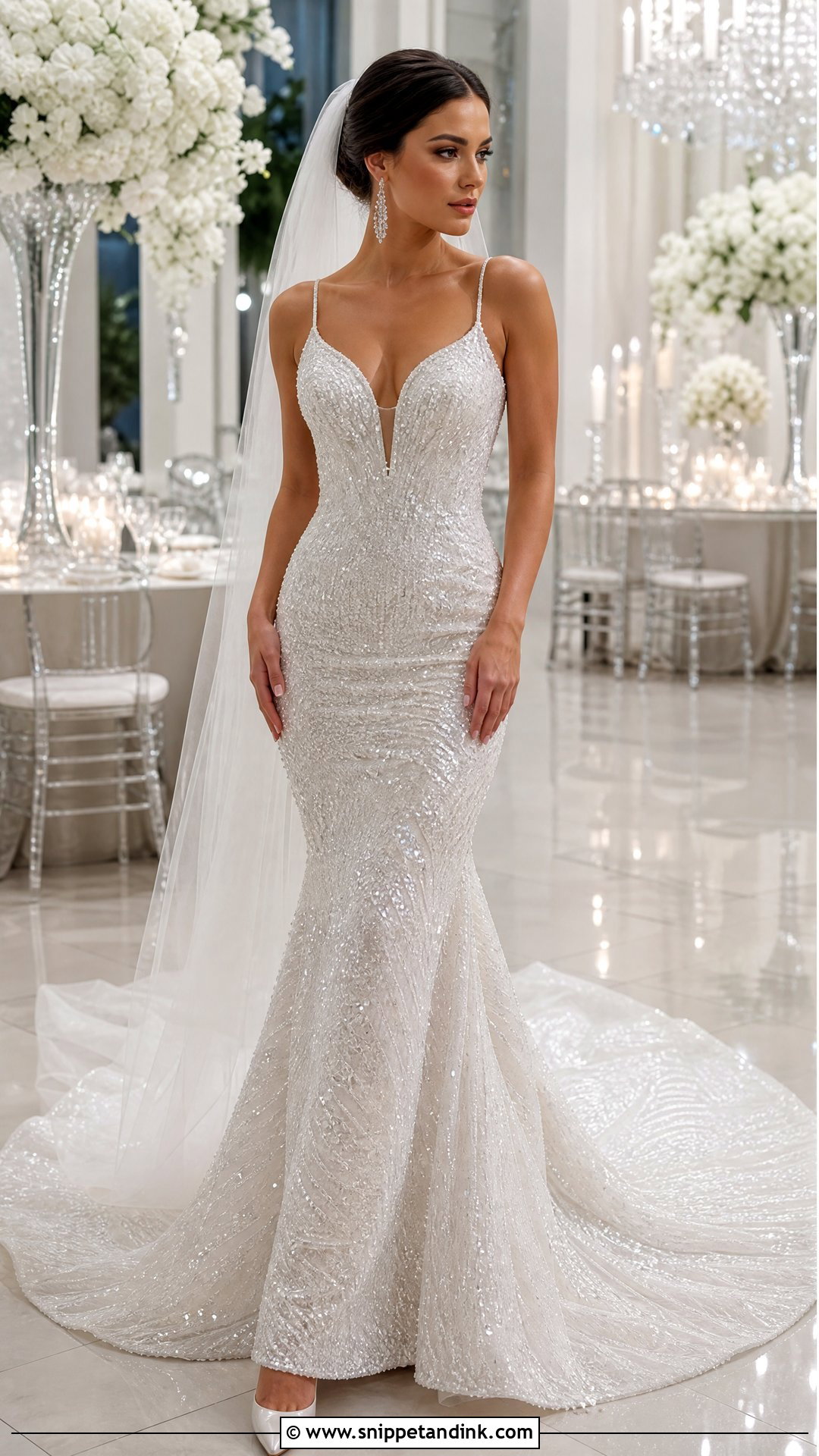 Sequined Wedding Dress With Dramatic Train - Snippet and Ink - 25 Wedding Dress with Train Ideas