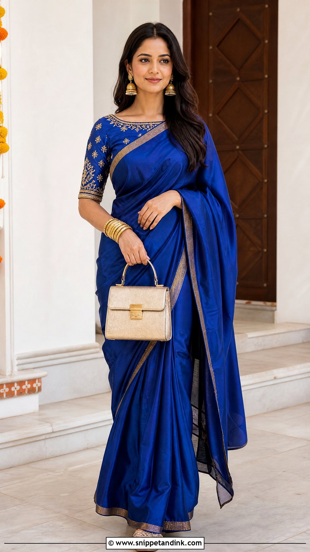 Shagun Blouse Design With Boat Neck Saree - Snippet and Ink - 25 Shagun Blouse Designs