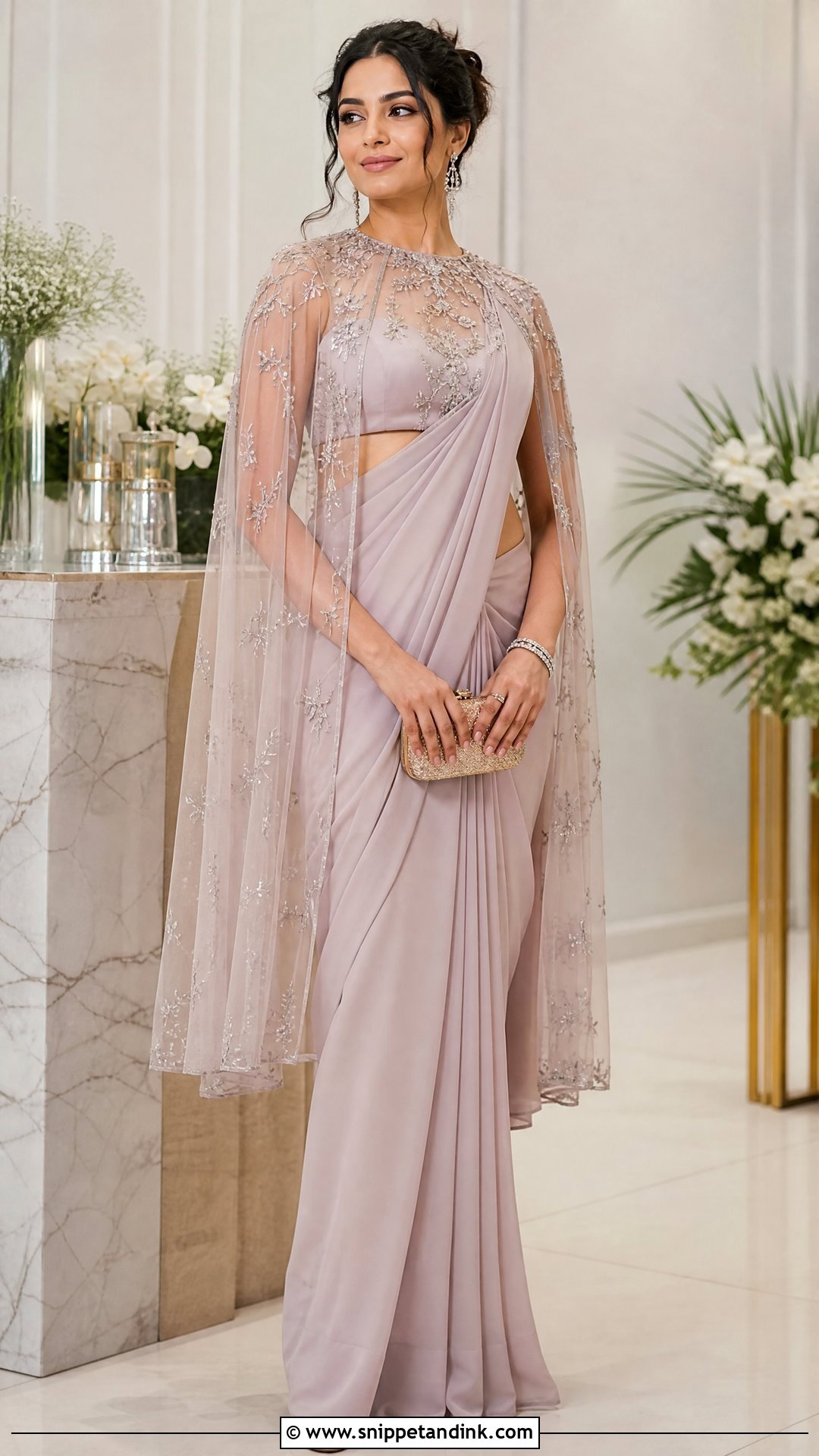 Shagun Blouse Design With Cape Saree - Snippet and Ink - 25 Shagun Blouse Designs