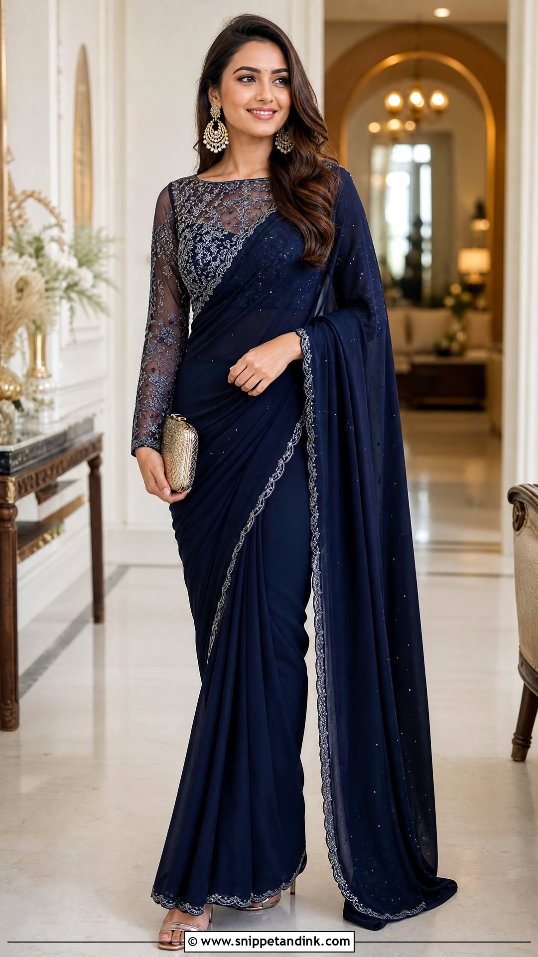 Shagun Blouse Design With Full Sleeve Saree - Snippet and Ink - 25 Shagun Blouse Designs