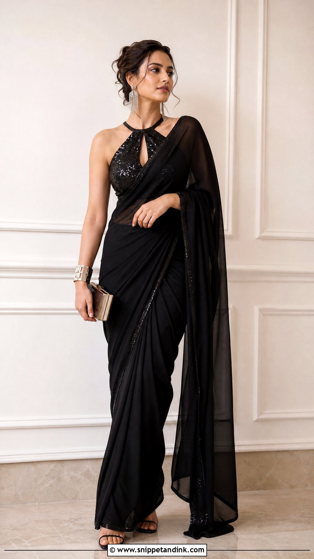 Shagun Blouse Design With Halter Neck Saree - Snippet and Ink - 25 Shagun Blouse Designs