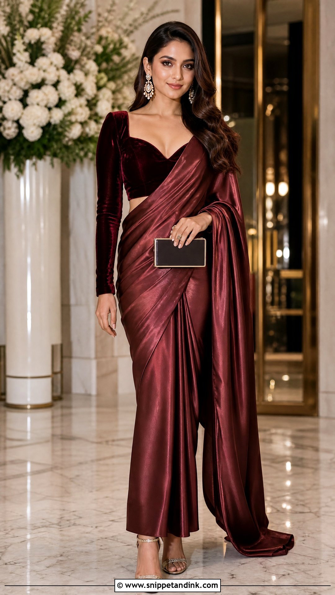 Shagun Blouse Design With Velvet Saree - Snippet and Ink - 25 Shagun Blouse Designs