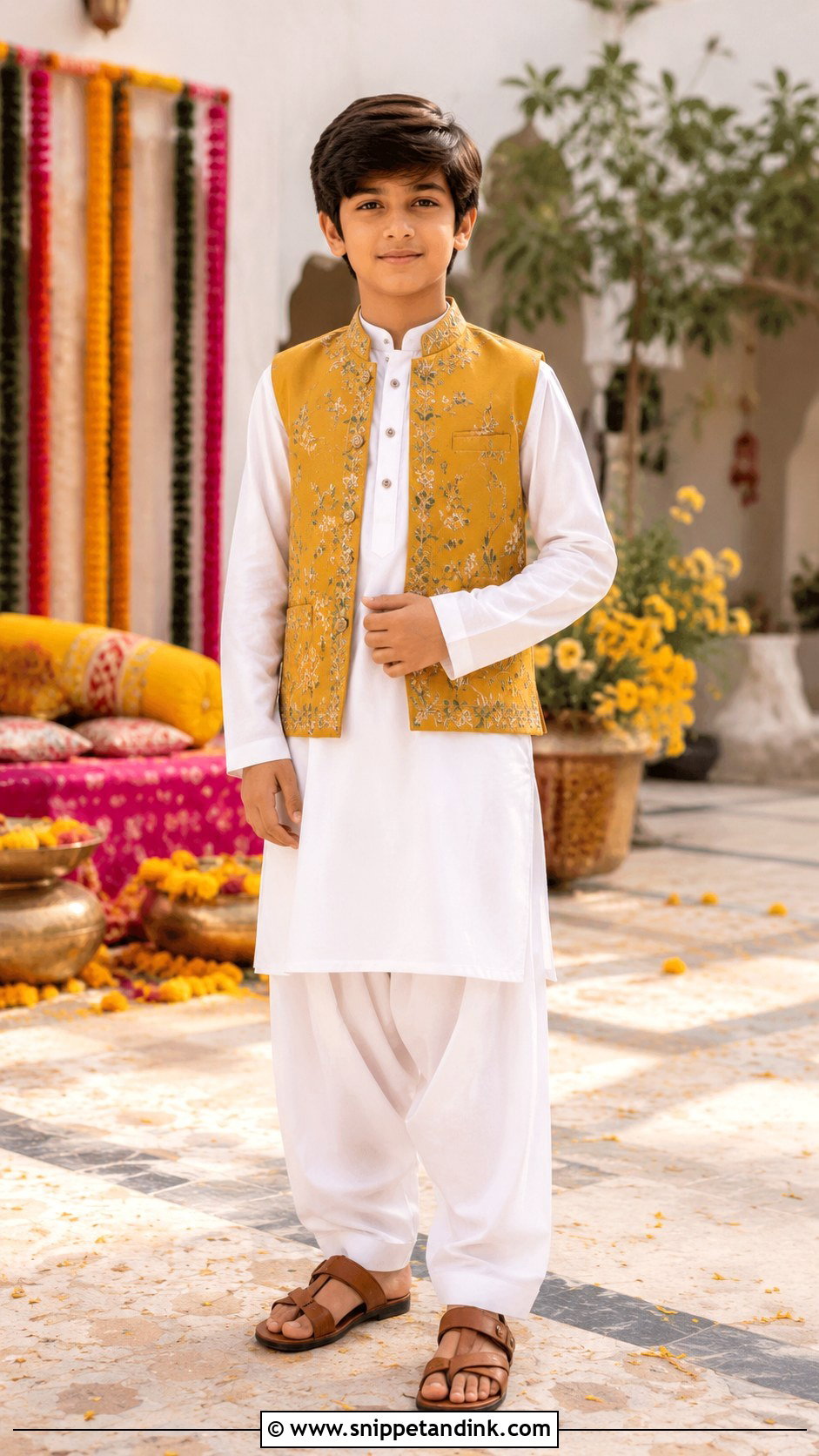 Shalwar Kameez With Waistcoat For Boys - Snippet and Ink - 25 Mehndi Dress for Boys Ideas