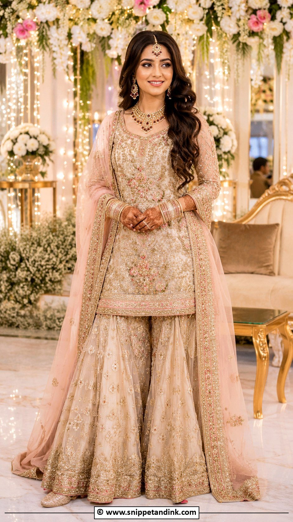Sharara Bridal Lengha With Long Dupatta - Snippet and Ink - 30 Bridal Lengha Ideas