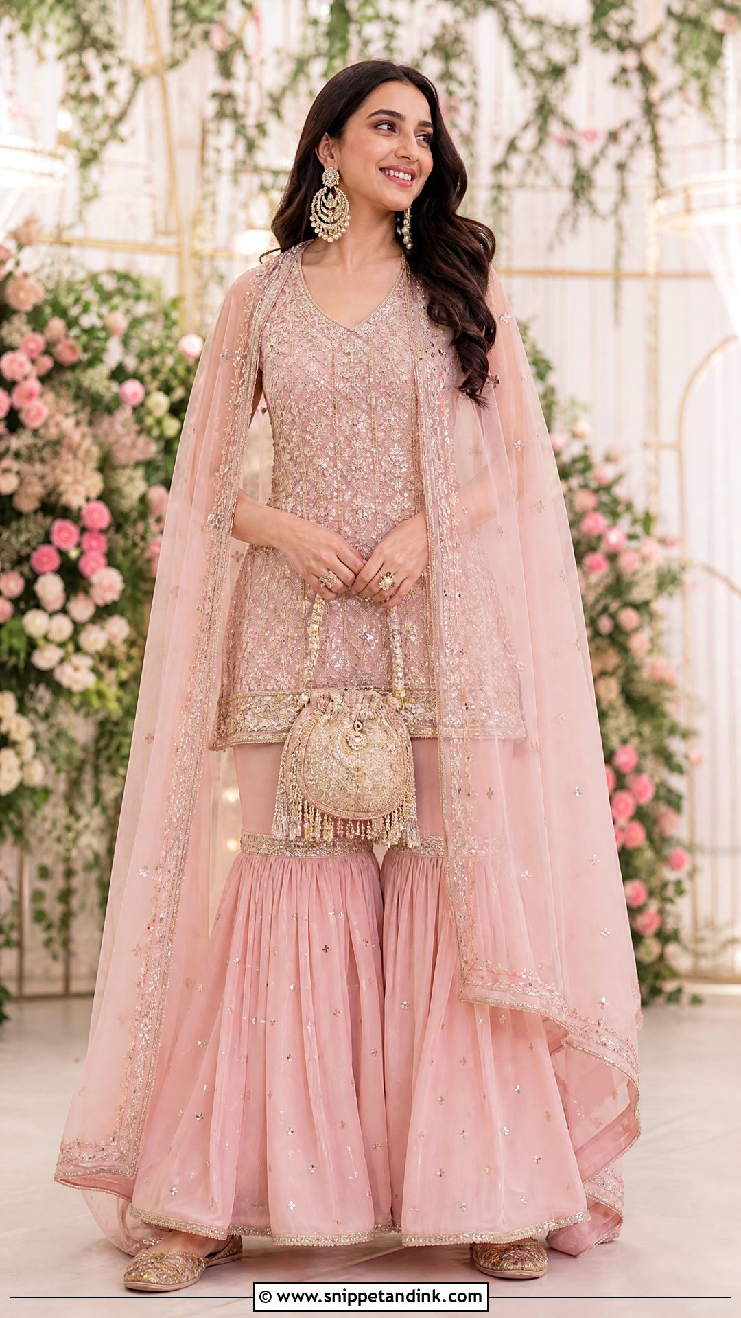 Sharara Dress With Cape Shrug - Snippet and Ink - 20 Shrug Dresses Indian Wedding