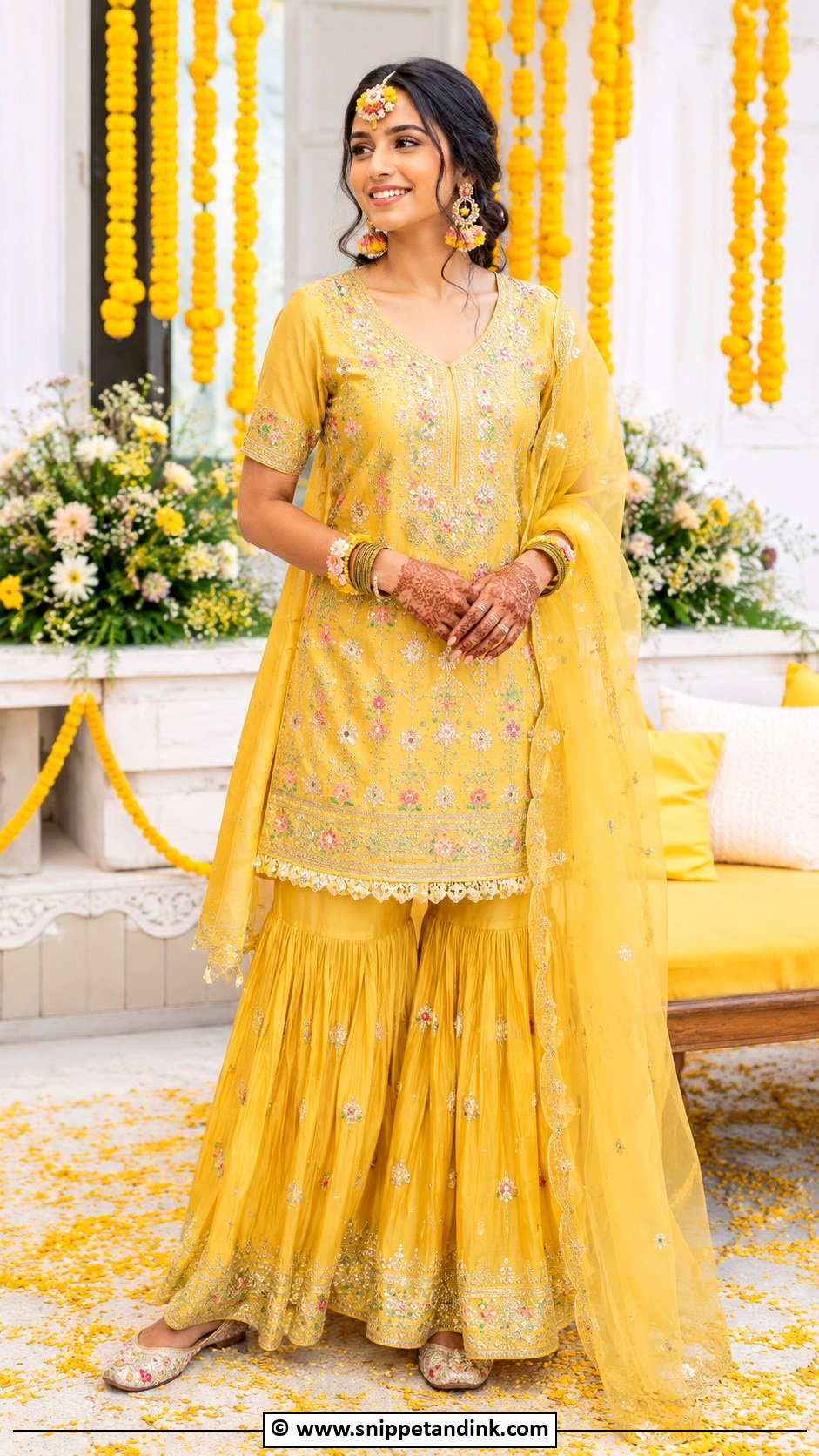 Sharara Haldi Outfit For Bride - Snippet and Ink - 30 Best Haldi Outfits for Brides