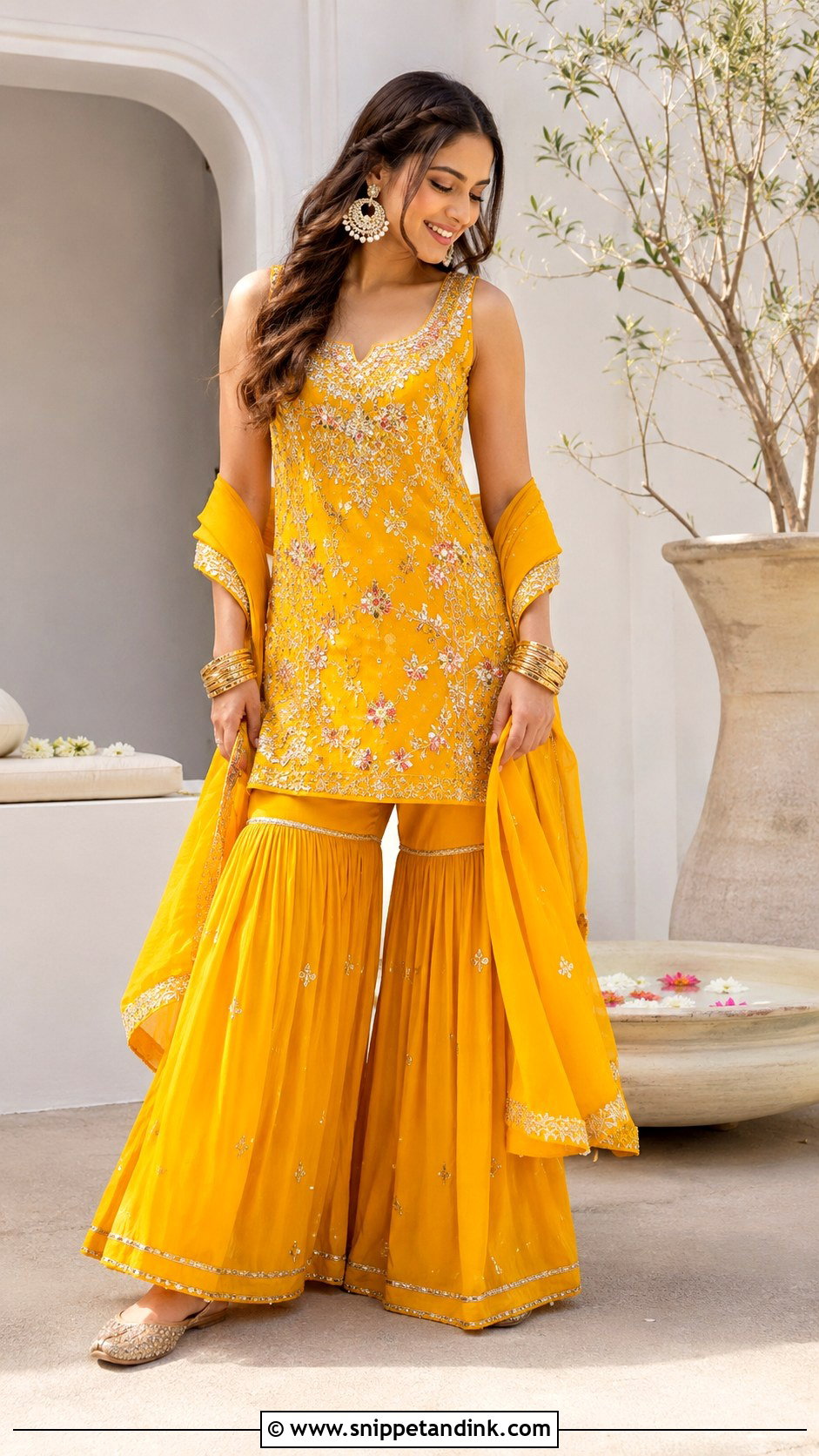Sharara Haldi Outfit - Snippet and Ink - 25 Wedding Haldi Outfit Ideas
