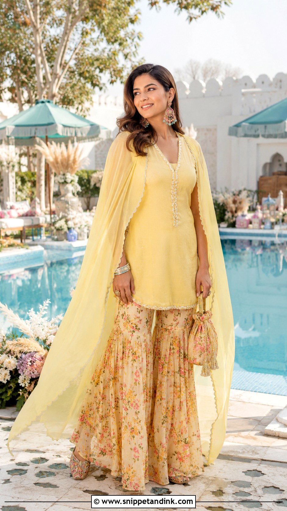 Sharara Kurta Indian Wedding Pool Party Outfit - Snippet and Ink - 20 Indian Wedding Pool Party Outfits