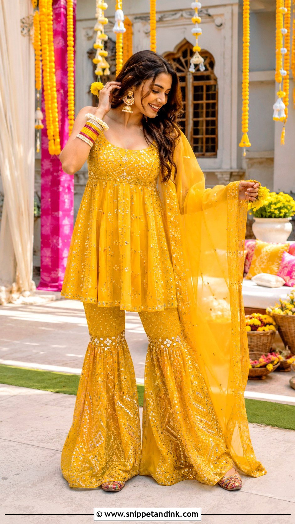 Sharara Set For Mehndi - Snippet and Ink - 25 Indian Wedding Dresses for Women