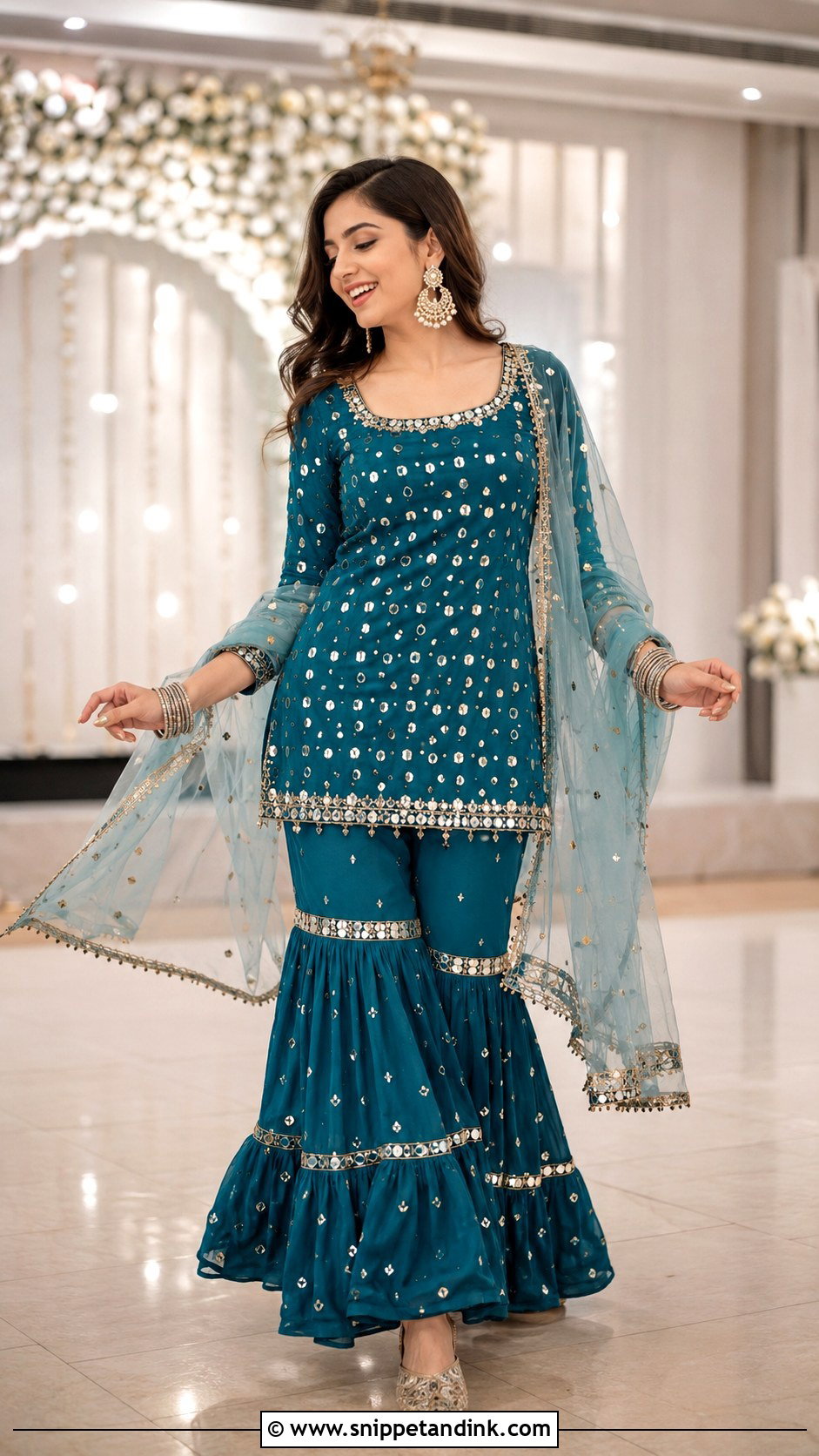 Sharara Set For Sangeet - Snippet and Ink - 25 Indian Friends Wedding Outfit Ideas