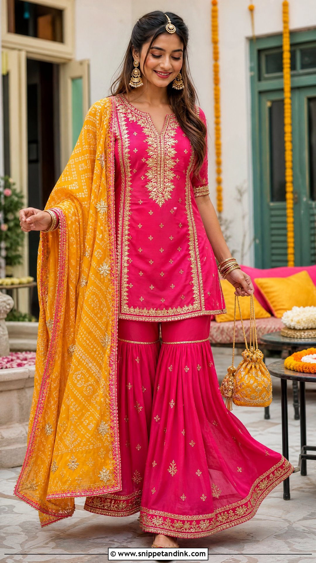 Sharara Set With Gota Patti - Snippet and Ink - 20 Rajasthani Wedding Dress Ideas