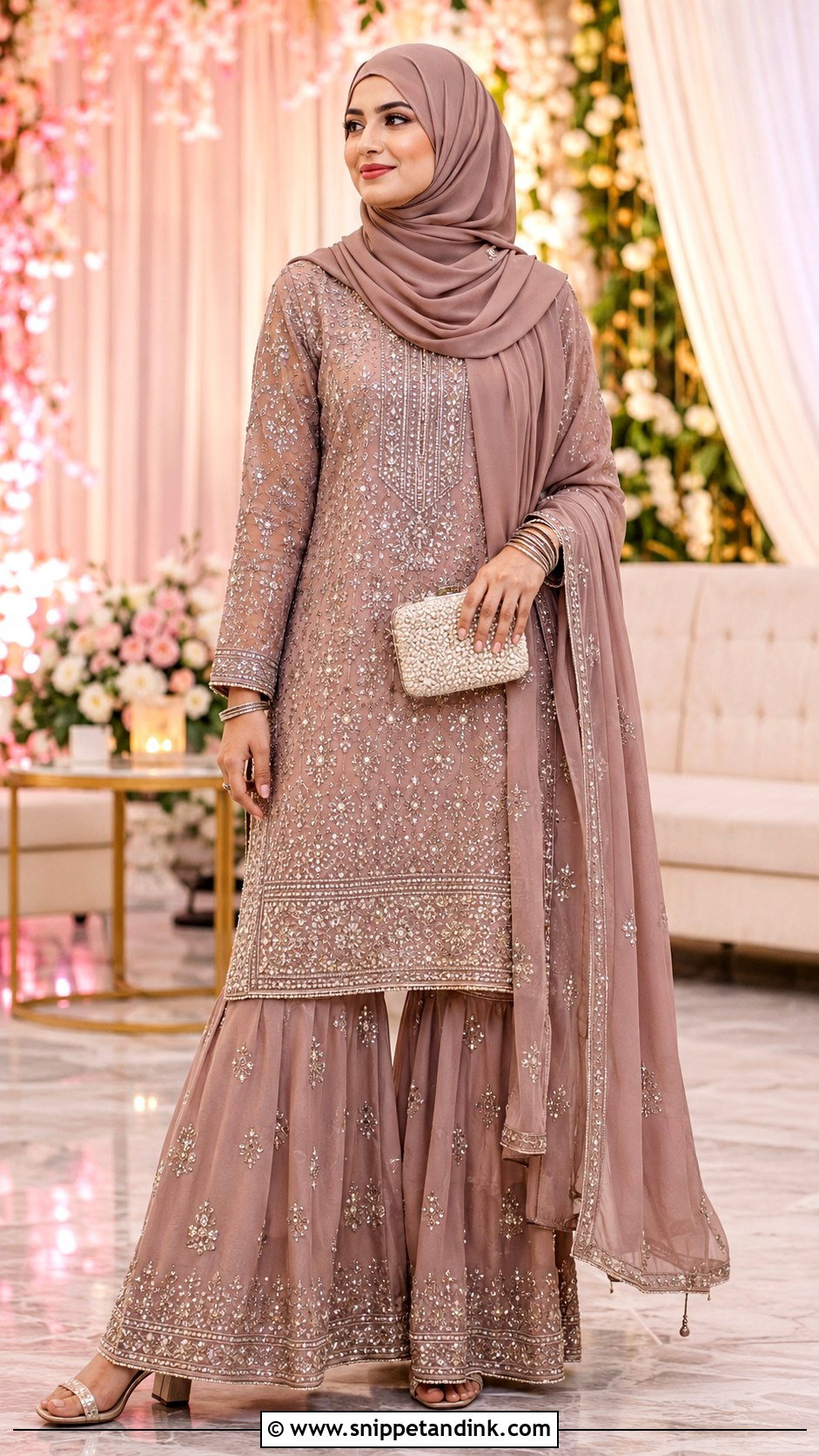 Sharara Set With Hijab - Snippet and Ink - 30 Wedding Hijab Styles