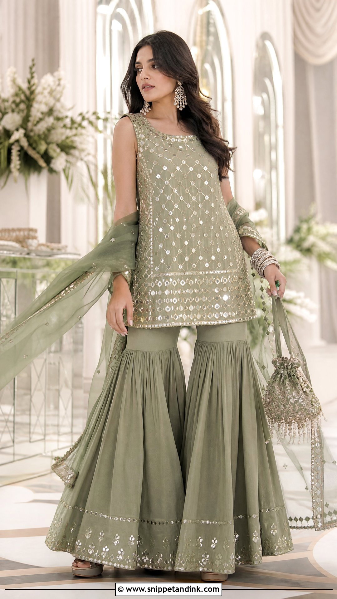 Sharara Set With Short Kurta - Snippet and Ink - 20 South Asian Clothes Ideas
