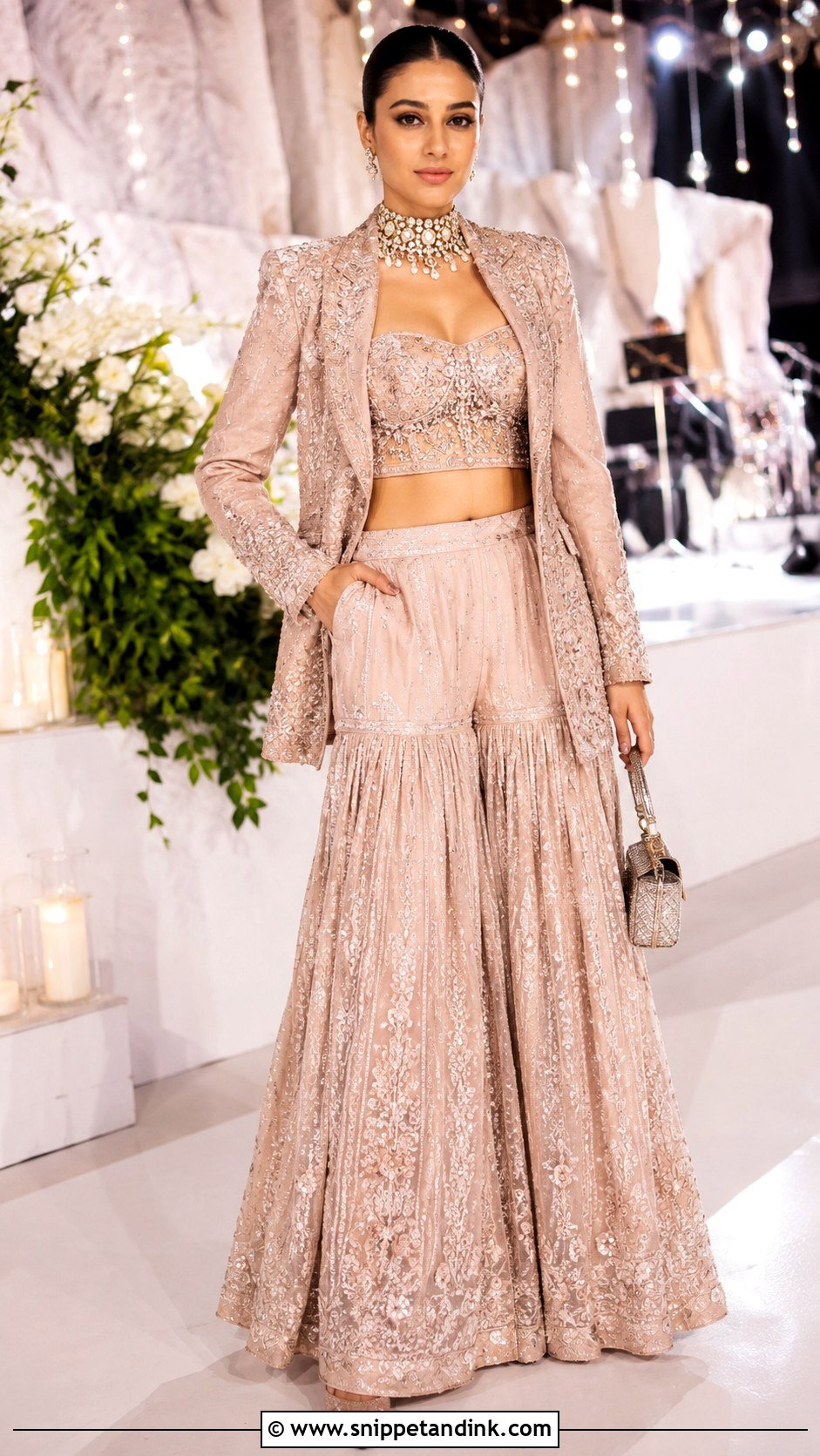 Sharara Set With Tailored Blazer - Snippet and Ink - 20 Latest Indo Western Wedding Outfits