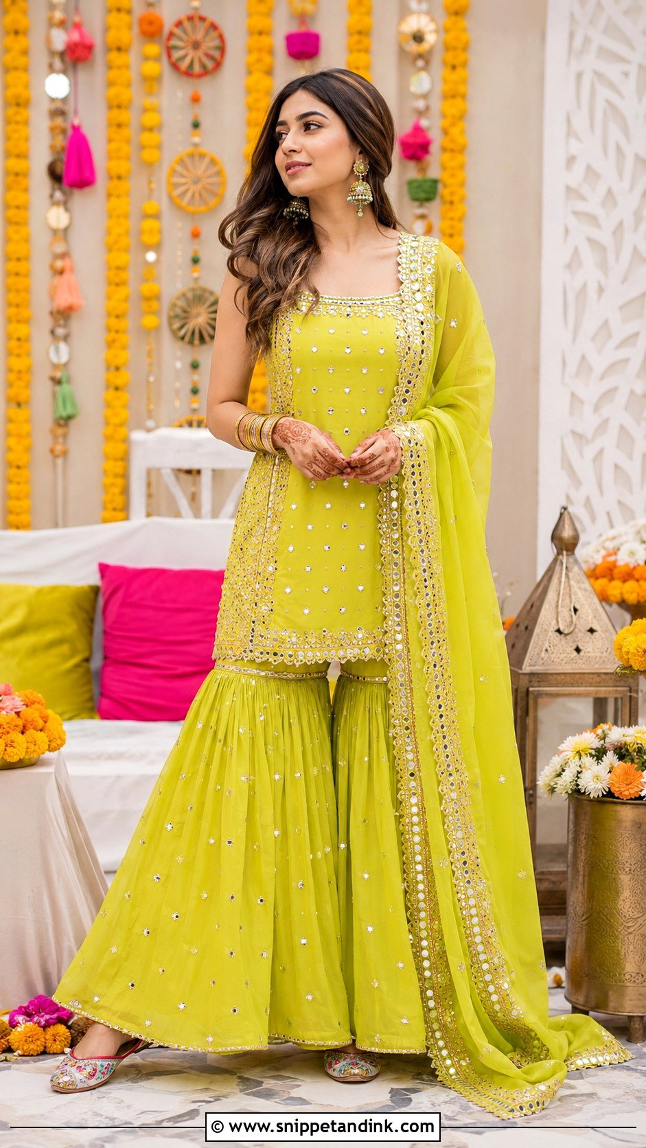 Sharara Suit For Mehendi - Snippet and Ink - 25 Indian Weddings Shadi Outfits