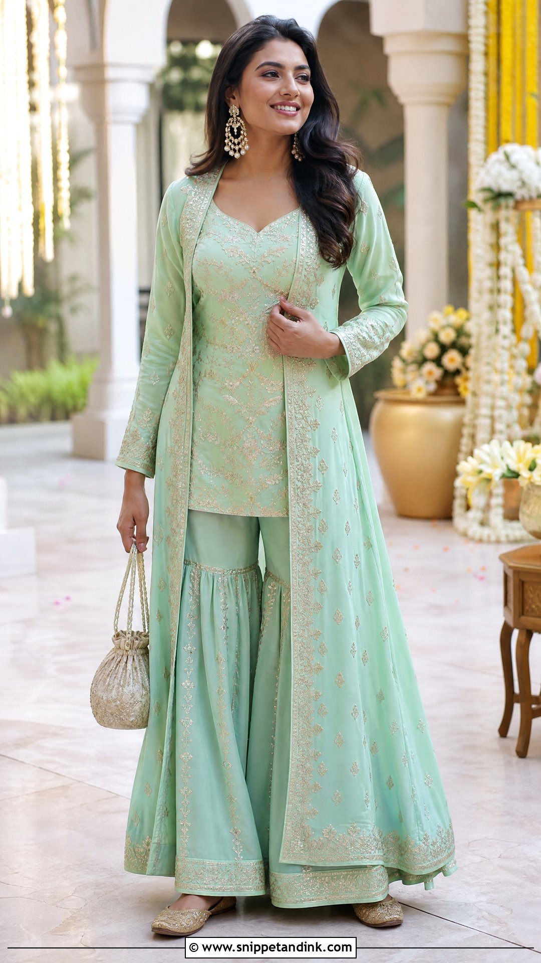 Sharara Suit With Embroidered Jacket - Snippet and Ink - 20 Unique Indian Wedding Outfits