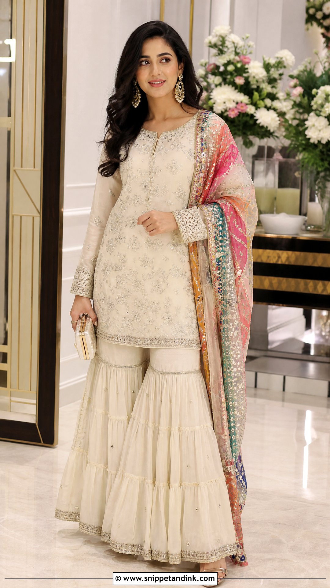 Sharara Suit With Mirror Work Dupatta - Snippet and Ink - 20 Suit with Dupatta Ideas