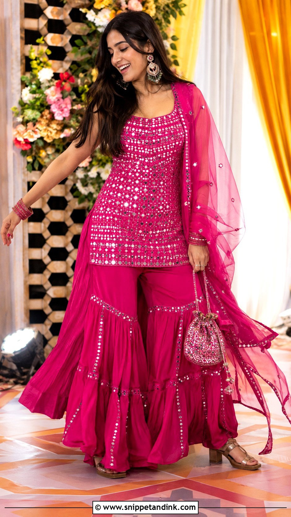 Sharara Suit With Short Kurta - Snippet and Ink - 20 Indian Wedding Dress Styles