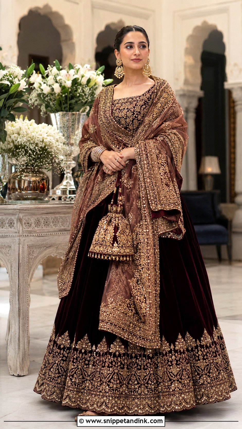 Shawl Style Lengha Drape - Snippet and Ink - 20 Lengha Draping Styles