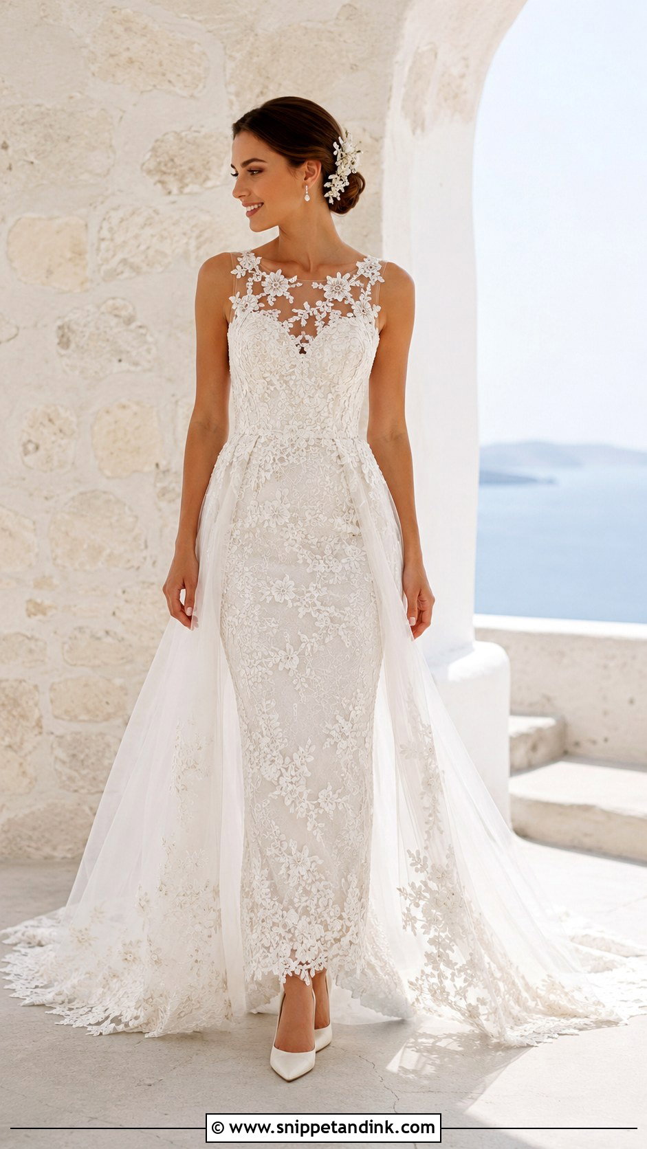 Sheath 3D Lace Wedding Dress - Snippet and Ink - 20 3D Lace Wedding Dress Ideas
