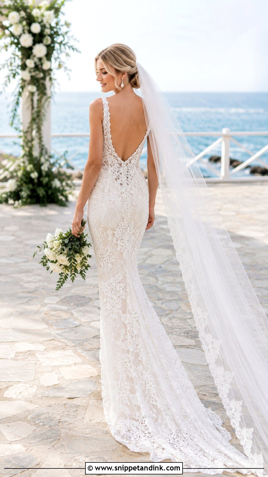 Sheath Backless Lace Wedding Dress - Snippet and Ink - 20 Backless Lace Wedding Dress Ideas