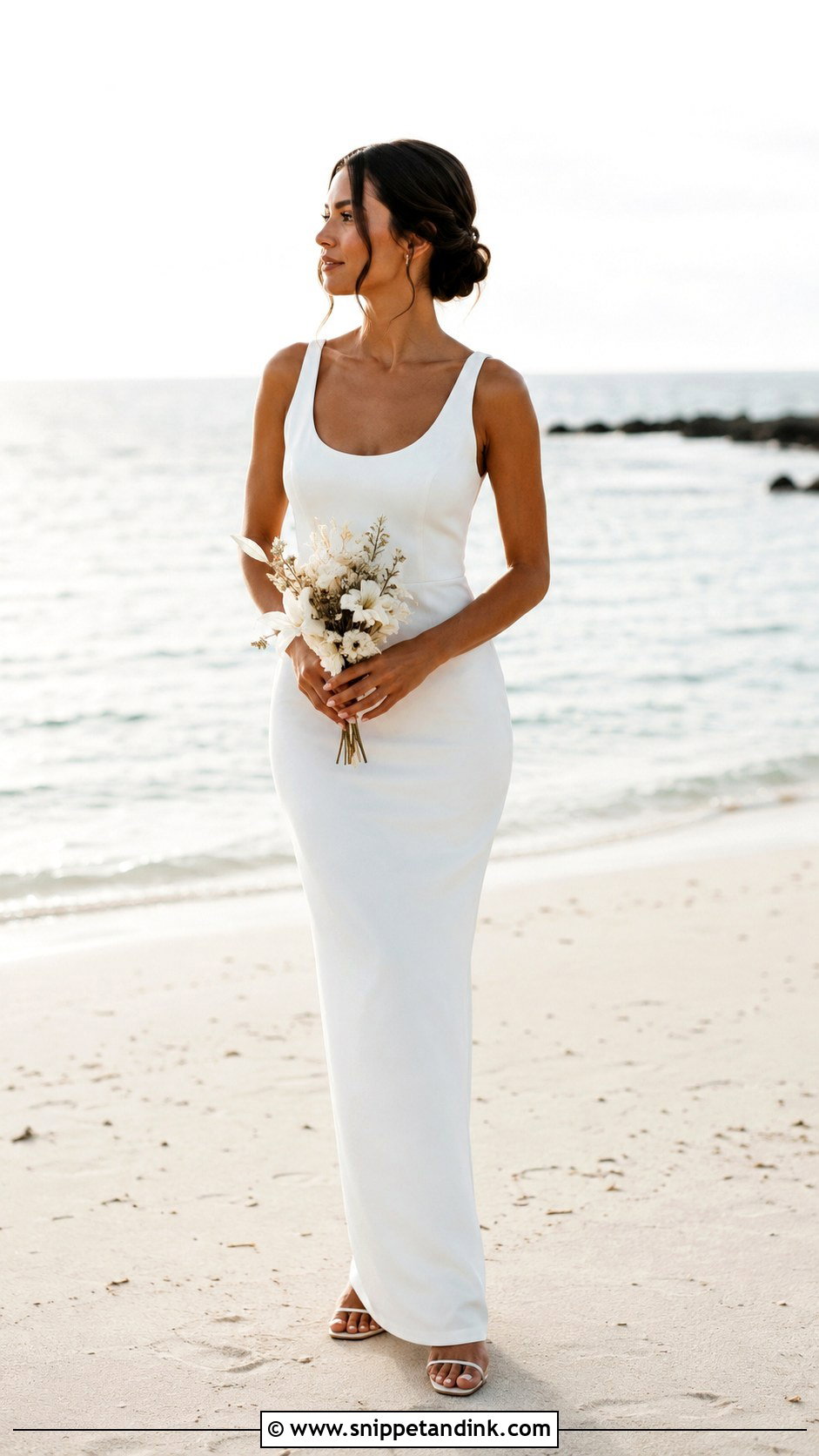 Sheath Beach Elopement Dress - Snippet and Ink - 25 Beach Elopement Dress Ideas