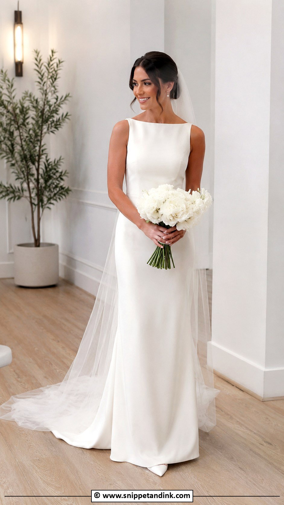 Sheath Bride Gown With Long Veil - Snippet and Ink - 25 Bride Gowns
