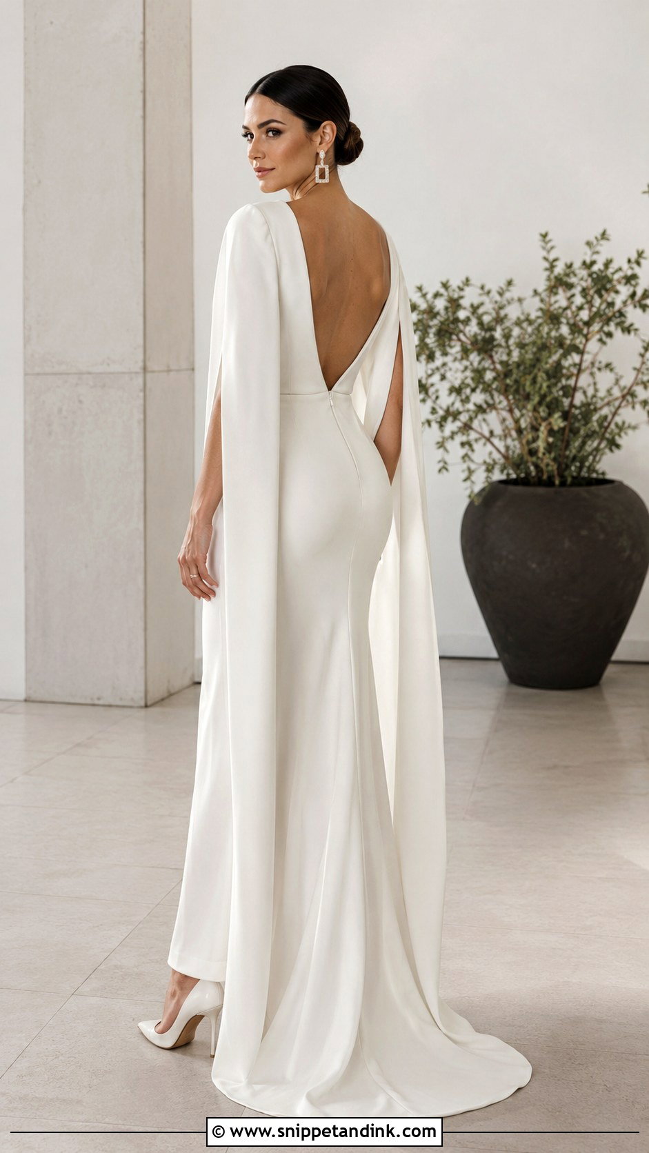 Sheath Cape Sleeve Wedding Dress - Snippet and Ink - 20 Cape Sleeve Wedding Dress Ideas
