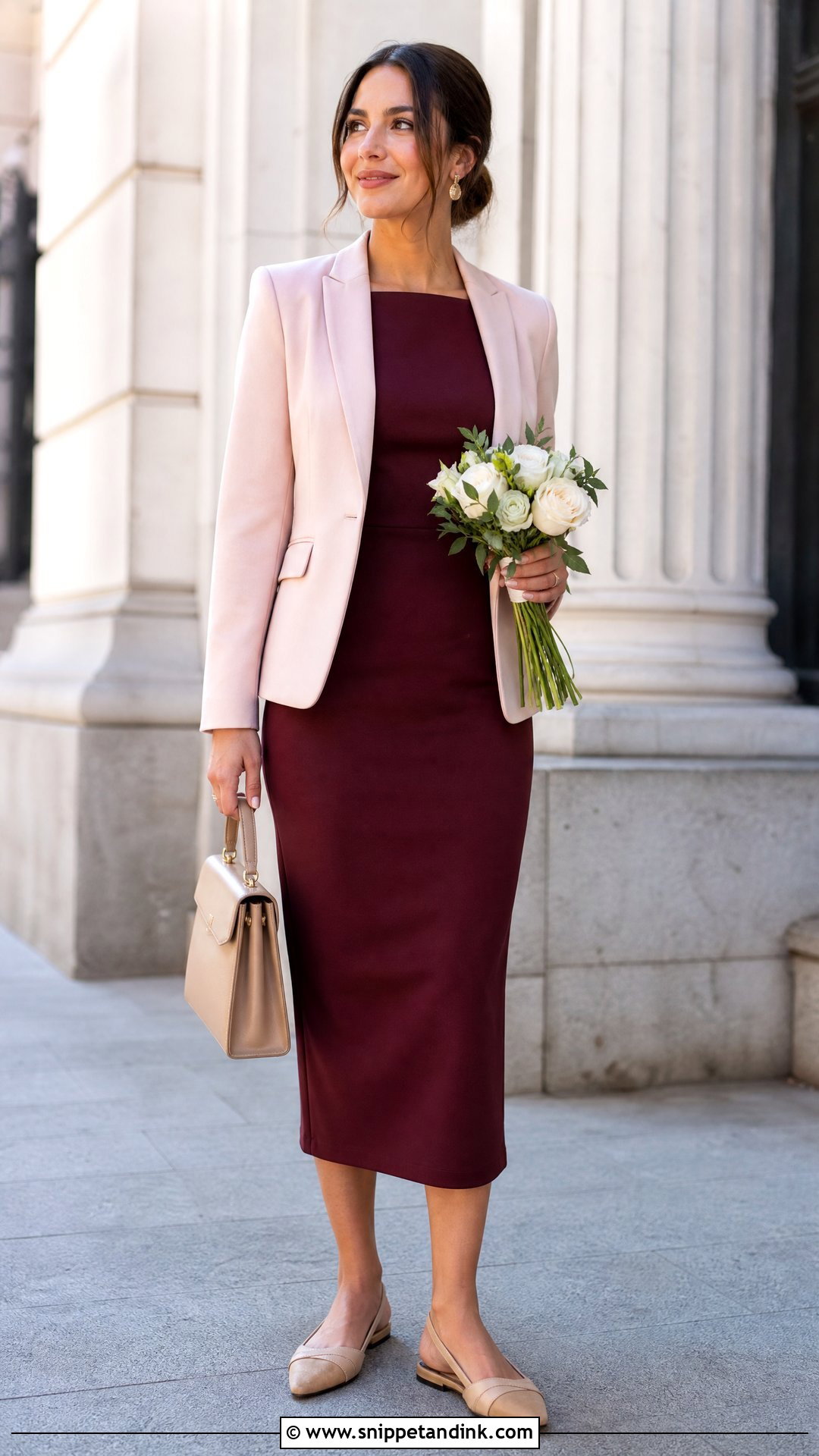 Sheath Dress And Blazer Casual Wedding Outfit - Snippet and Ink - 20 What to Wear to a Casual Wedding Ideas